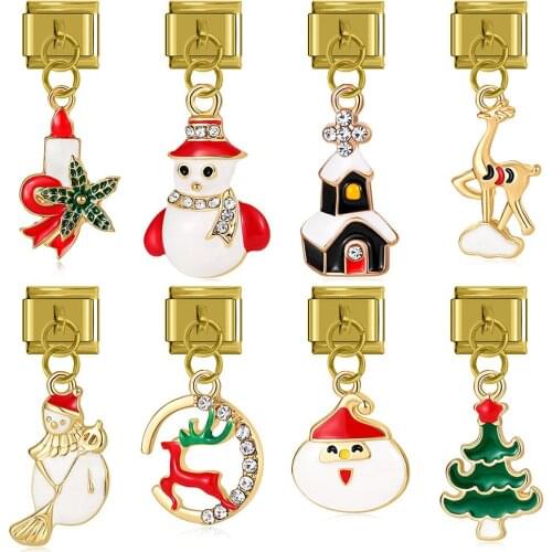 Hapiship New Original Daisy Gold Christmas Cherry Tree High-end Charm Fit 9mm Bracelet Stainless Steel Jewelry Making DJ290