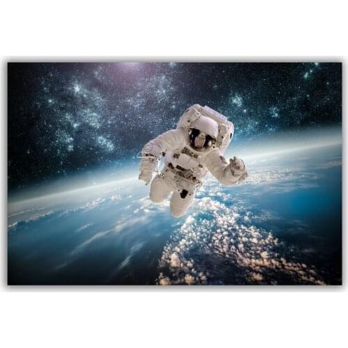 HT038 Spectacular Universe Earth And Moon Space Station Astronaut Silk Fabric Poster Art Decor Indoor Painting Gift