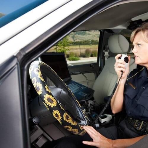 Sunflower Car Seat Cover Set Universal Print Back Steering Wheel Cover Set Coche Yellow Sunflower Car Mats Auto Car Accessorie