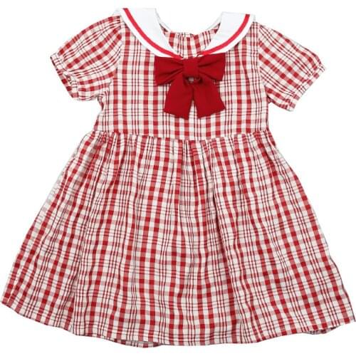 Mihkalev Red Colour Kids Dresses For Girls 2021 Summer Bow Princess Dress Children Plaid Pleated Tutu Dress детская одежда
