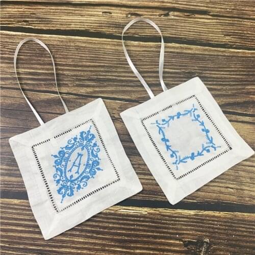 50 PCS Sachet with Hemstitched Embroidered Floral Linen Sachet Can Collection 6x6-inch