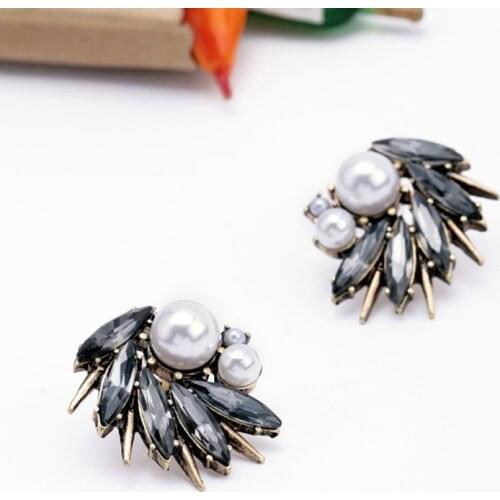 LUBOV Irregular White Pearl Decoration Stud Earrings Antique Bronze Spike Stud Earrings Women Fashion Jewelry Christmas Gift