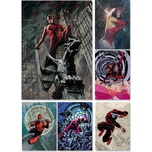 Marvel Superhero Daredevil Wall Art Canvas Painting Cartoon Anime Comic Posters Kids Room Wall Decor Posters and Prints
