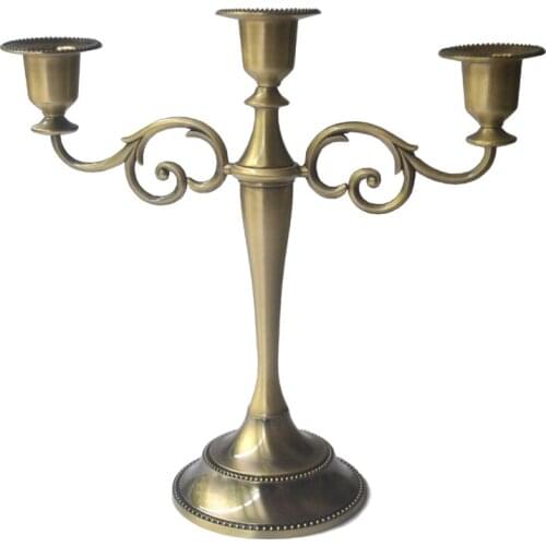 European Style Copper Candle Holder Three Head Restaurant Table Home Decorations Candlelight Dinner Bougeoir Room Decor BS50ZT