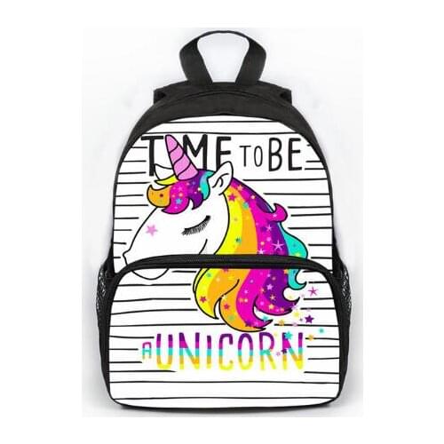 13 inch Cute Dabbing Unicorn Backpack School Bags Lovely Printed School Back pack for Girls Bookbag Children Gift Customized