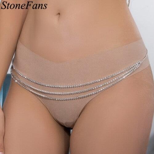 Stonefans Trendy Rhinestone Tennis Waist Chain Ice Out Diamond Waist Chain for Women Adjustable Crystal Wave Belly Chain Jewelry