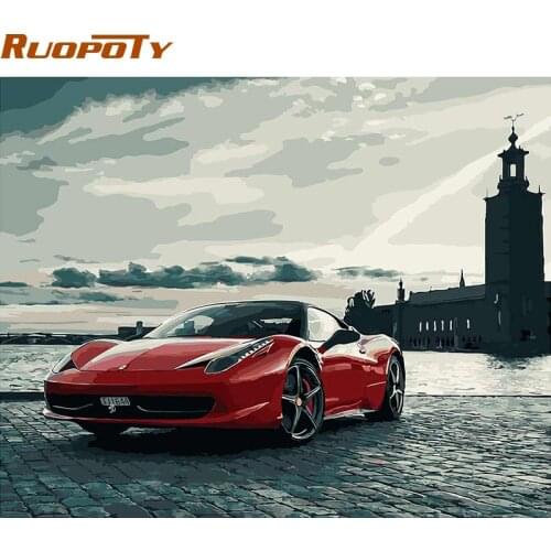 RUOPOTY Frame Car DIY Painting By Numbers Landscape Modern Wall Art Canvas Painting Hand Painted Oil Painting For Home Decor