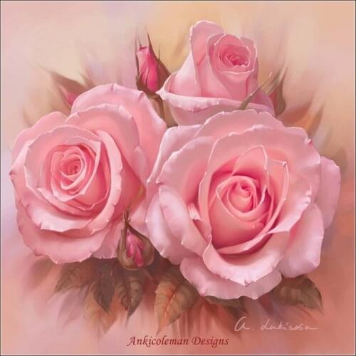 Embroidery Counted Cross Stitch Kits Needlework - Crafts 14 ct DMC color DIY Arts Handmade Decor - Pink Roses 2