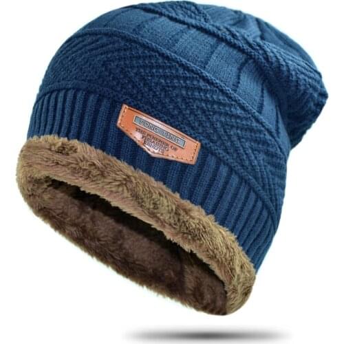 New Mens knitted black ski hats winter Fall hat fashion Thick warm hat cap Bonnet Skullies Beanie Soft Knitted Beanies Cotton