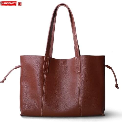 2021 New Bags Womens Handbag Shoulder Bag Women Big Bags Simple Soft Leather 14 Inch Laptop Bag Female Large-capacity Tote Bags