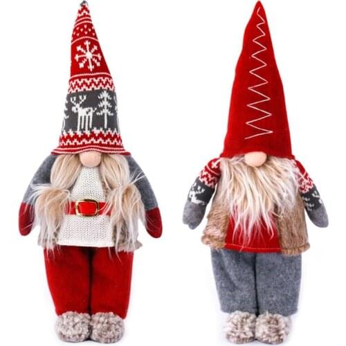 Plush Gnomes Christmas Decorations Faceless Doll Table Party Props Supplies Red Hat Doll Toys Ornaments Standing Post
