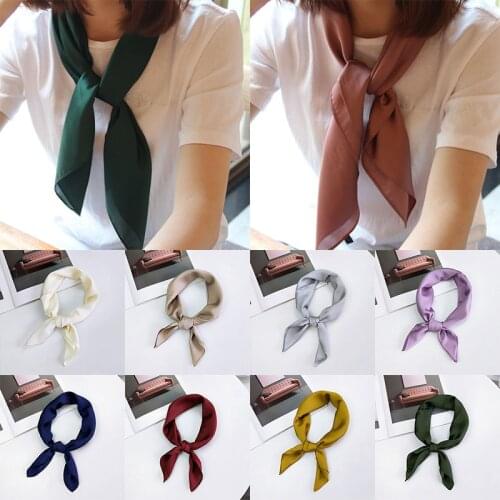 Hot Solid Square Womens Scarves Candy-Color Tie Wrap Hair Band Bandana Kerchief Neck Scarf Bag Decor Small Square Scarves