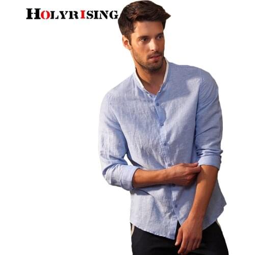 Linen shirt Men Long Sleeve Summer Style Hawaiian Shirts Sexy Slim Fit Men Clothes male casual Linen shirt #18202 holyrising
