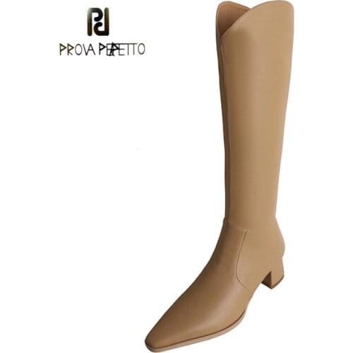 But Knee Boots Fashion Boots Autumn and Winter New Style Stitching But Knee Boots V-mouth Thick Heel Pointed High Boots