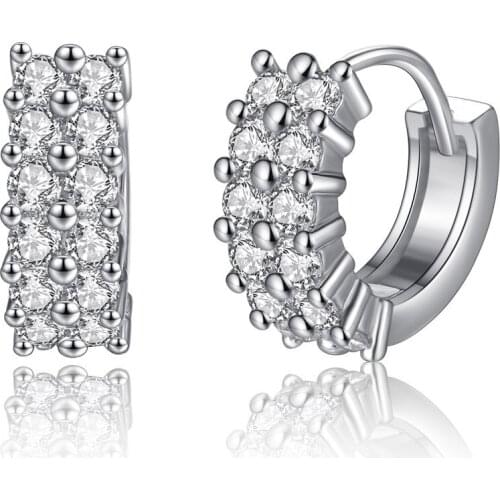 Simple Crystal Stud Earrings For Women Wedding Jewelry Bridal Engagement Earrings Ear Buckle Female Gifts