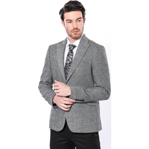 Peak Lapel Grey Blazer