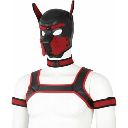 Puppy Play Dog Hood MaskBondage Restraint Chest Harness Strap Slave Pup Role Supersoft Mask Fashion
