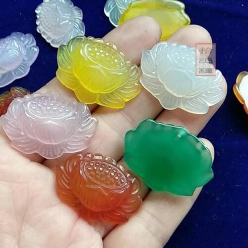 Natural agate red and green chalcedony pendant DIY snow lotus beads bracelet jewelry accessories