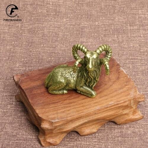 Solid Brass Goat Ornament Antique Copper Zodiac Animal Sheep Miniature Figurines Home Decor Accessories Desktop Decor Pen Rack