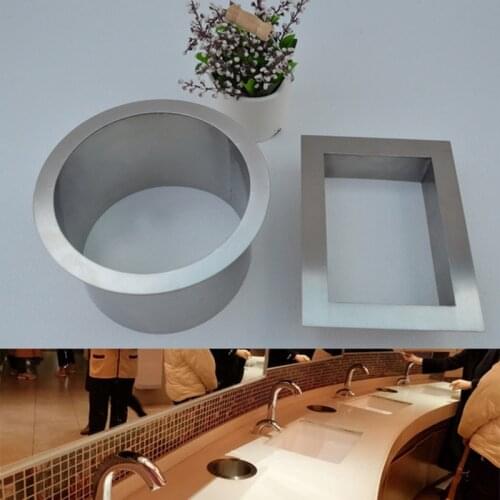 304 stainless steel Built-in Recessed Counter top bench top Grommet No Swing Cover Waste Bin Bathroom Hotel Public