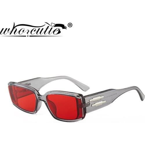 WHO CUTIE 2021 Trendy Vintage Rectangle Sunglasses Women 90s Retro Lady Fashion frame Ocean Lens Tint Sun Glasses Shades S452