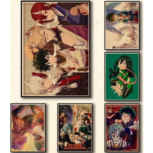 WTQ Canvas Painting Anime Posters My Hero Academia Wall Decor One Piece Retro Poster Wall Art Picture Room Decor Home Decor