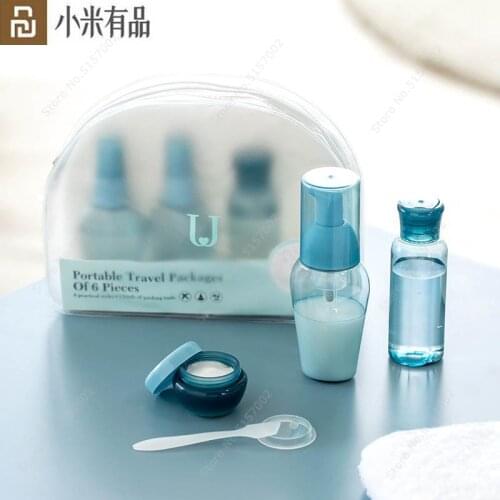 Youpin Jordan&Judy Portable Travel Cosmetic Storage Bottle Set Wash Bag Cosmetic Spray Bottle Shampoo Jars Set 6pcs Refillable