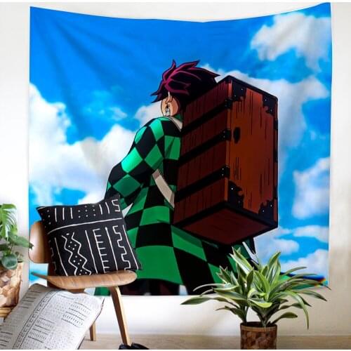 Anime Demon Slayer Funny cartoon Blanket Tapestry 3D Printed Tapestrying Rectangular Home Decor Wall Hanging style-3