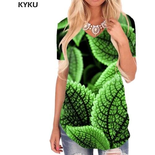 KYKU Mint T-shirt women Green Funny T shirts Harajuku V-neck Tshirt Womens Clothing Hip hop Loose Plus Size High Quality