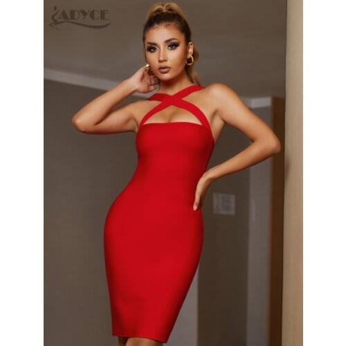 Adyce New Summer Women Tank Red Midi Bodycon Bandage Dress 2021 Sexy Sleeveless Elegant Night Club Celebrity Runway Party Dress