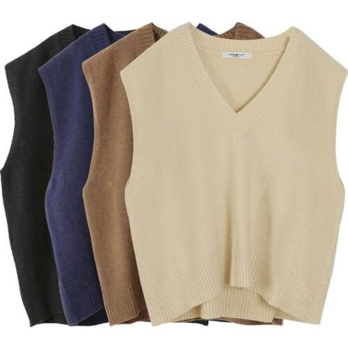 Autumn Winter V-Neck Tank Tops Fashion Knitted Vest Women Casual Korean Pullover Elasticity Sweater Spring Autumn Sleeveless