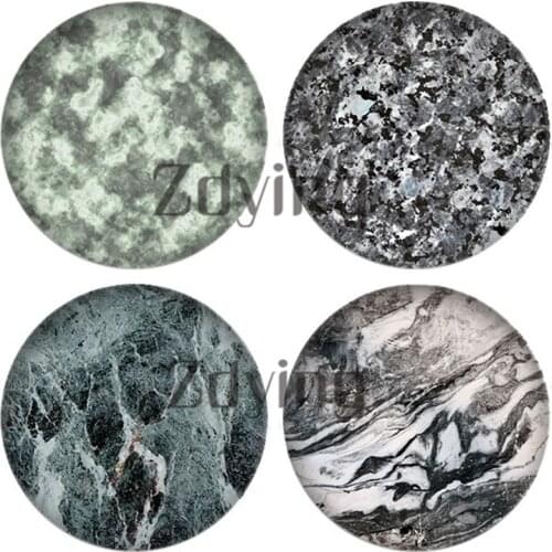 Zdying 10pcs/lot Marble Stone Stripe Pattern Round Glass Cabochon Photo Dome Beads Demo Flat Back Making Jewelry Findings