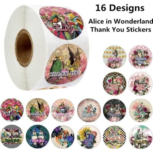 1" Multi-Styles Designs Gothic Cartoon Alice In Wonderland Crafts Thank You Stickers Scrapbooking Wedding Party Gift Decor Label
