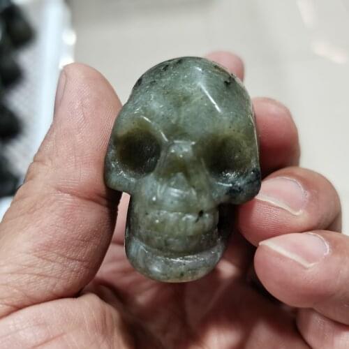 1PCS Skull Statue Natural Stone Carved Decoration Healing Crystal Reiki Gem Figurine Spiritual Wicca Energy Supplies Gemstone Gi