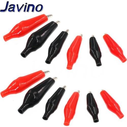 10pcs Metal Alligator Clip Crocodile Electrical Clamp Testing Probe Meter Black Red with Plastic Boot Car Auto Battery