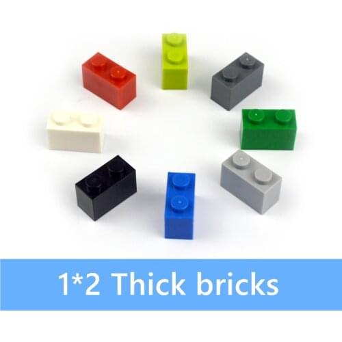 100pcs 1*2 Dot Thick bricks multiple color Educational Creative DIY Bulk Set Building Blocks Compatible All Brands classic parts