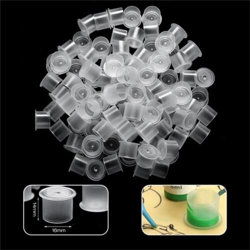 100Pcs Tattoo Ink Cups Plastic Microblading Acessorios Pigment Caps With Bottom S/M/L For Needle Tip Grip Power Supply