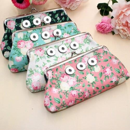 2021 NEW 18MM Snap button jewelry 18CMx9CM Wallets Pouch Kids Girl Womens Money Bags For Gift QB7012