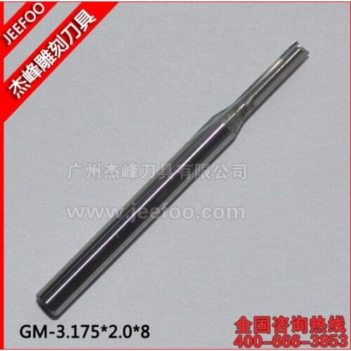 3.175*2.0*8mm 2 Straight Flutes Milling Cutters, CNC Cutting Tools, Carbide Router Bits