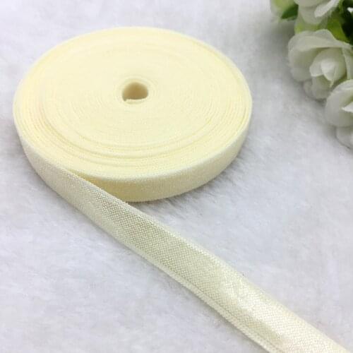 5 yds 3/8" Cream Spandex Ribbon Multirole Fold Over Elastic Band For Sewing Ties Hair Accessories Waist Garment Accessory