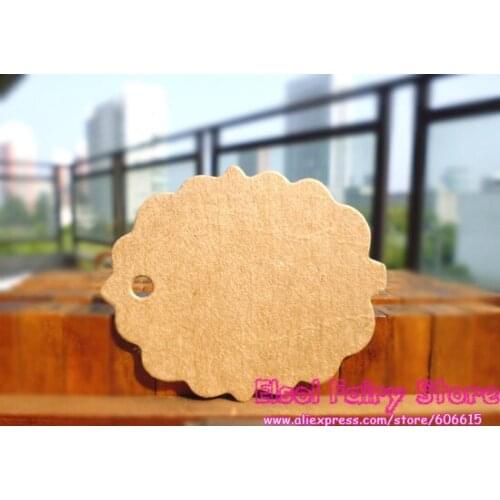 500pcs Creative Floral Kraft Blank Hang Tag Party Gift Tag Paper Cards Label String included DIY Sewing Garment Tags Cards