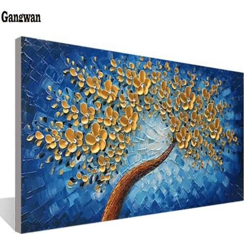 Blue lucky tree modern art Diamond Painting Cross Stitch with bead 5D Diamond Embroidery Diamond Mosaic Painting home decoration