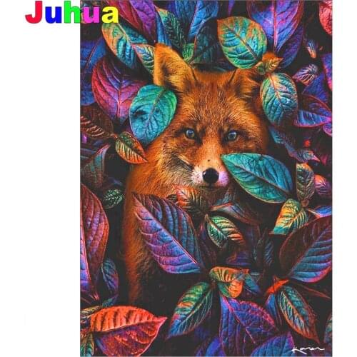 Fox leaf diy diamond painting Full Square/Round drill 5d animal diamond embroidery landscape 5d cross stitch home decor