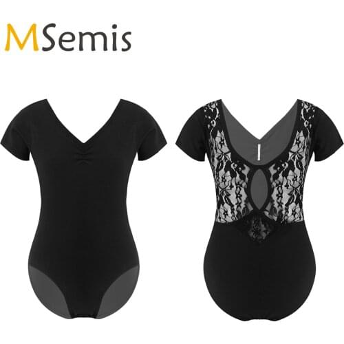 Girls Ballet Leotards High Quality Ballet Bodysuit Teen Soft Lining Dancewear Kids Open Back Short Sleeve Gymnastics Leotards