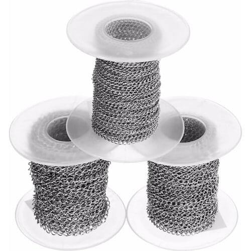 LOULEUR 10yards/roll 2/2.5/3mm Stainless Steel Chains Bulk Fit Necklaces Bracelets Link Chain Diy Jewelry Making Findings