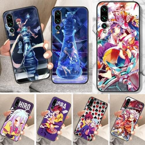 No Game NO life Anime Phone Case For Huawei P Mate P10 P20 P30 P40 10 20 Smart Z Pro Lite black pretty back painting bumper