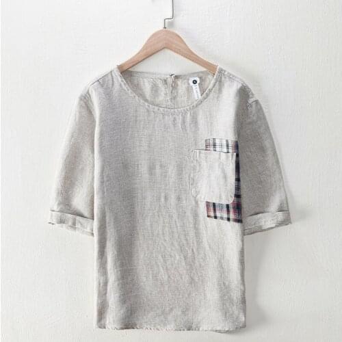 2021 Summer new style 100% linen t shirt men brand casual t-shirt for men round neck tshirt mens camiseta camisa