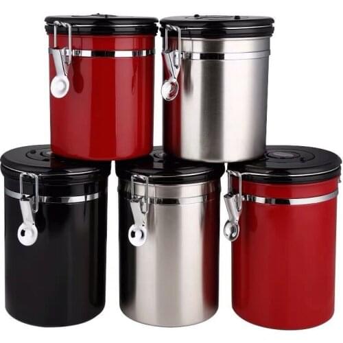 Stainless Steel Sealed Jar Coffee Powder Sugar Jar Rack Kitchen Coffee Beans Storage Bottle Can Airtight Sealed Jar
