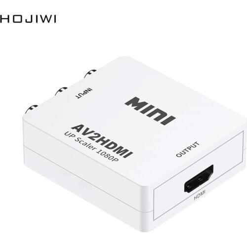 HOJIWI HDMI-compatible to RCA Converter AV/CVSB L/R Video 1080P MINI AV2HDMI Adapter For HDTV Projector Set top box DVD AD02