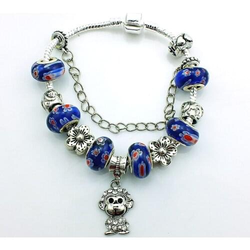 JINGLANG High Quality Jewelry Monkey Charm Loose Beads Bracelet Bangle Snake Chain Bracelet DIY Bracelets Free Shipping